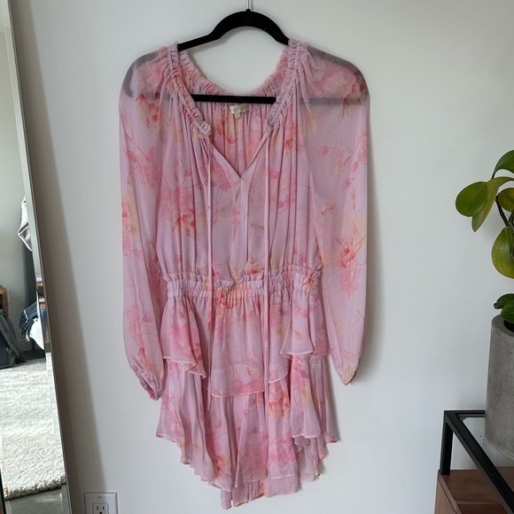 LOVESHACKFANCY Popover Tiered Floral Mini Dress - Picture 5 of 6